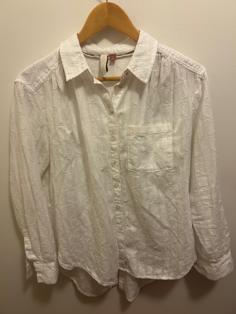 Anthropologie Pilcro Theresa Laced Back Top White Textured Boho shirt
